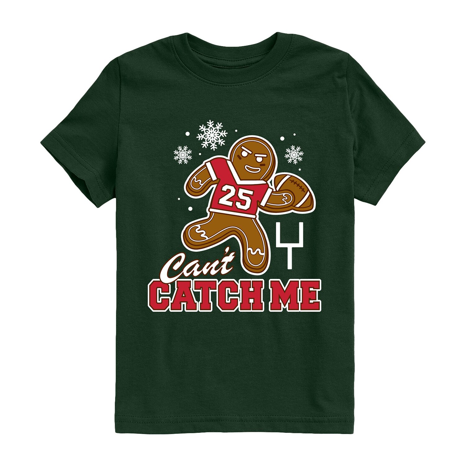 Can'T Catch Me Gingerbread Football Little & Big Kid Boys Crew Neck Short Sleeve Regular Fit Graphic T-Shirt