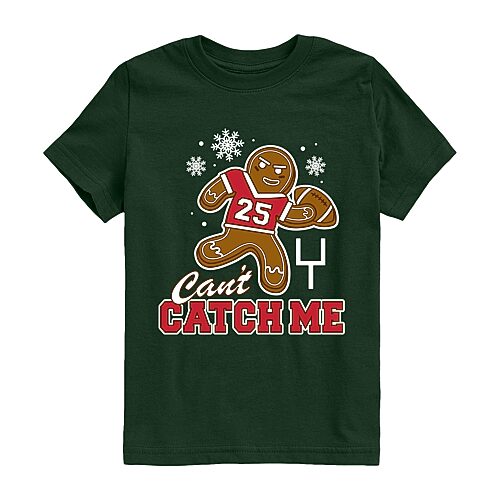 Air Waves Can't Catch Me Gingerbread Football Little & Big Kid Boys Crew Neck Short Sleeve Regular Fit Graphic In Green