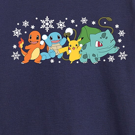 Snow Pikachu And Friends Little & Big Kid Boys Crew Neck Long Sleeve Regular Fit Pokemon Graphic T-Shirt