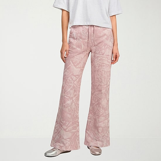 PUMA Camo Womens Wide Leg Mid Rise Regular Fit Fleece Sweatpant