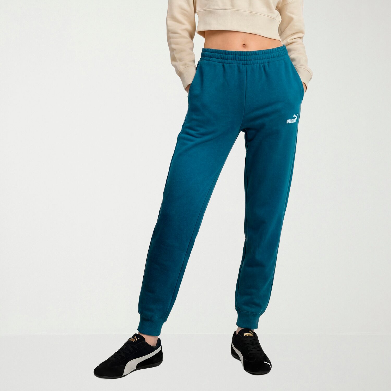 PUMA Womens Cuffed High Rise Regular Fit Fleece Sweatpant