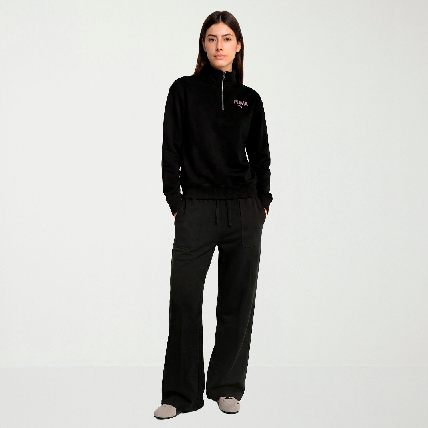 PUMA Womens High Neck Long Sleeve Active Quarter-Zip Pullover