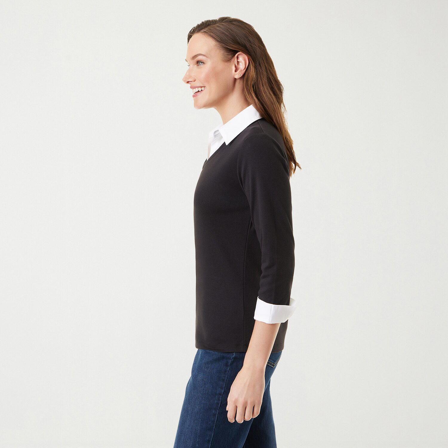 Gloria Vanderbilt Maxine Womens U Neck Long Sleeve Layered Top
