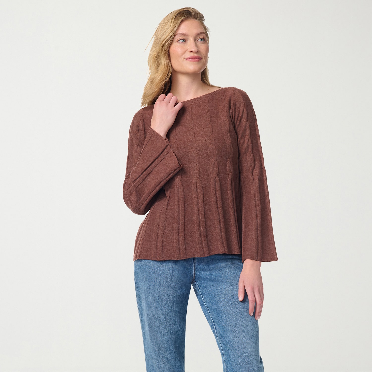 Gloria Vanderbilt Womens Boat Neck Long Sleeve Pullover Sweater