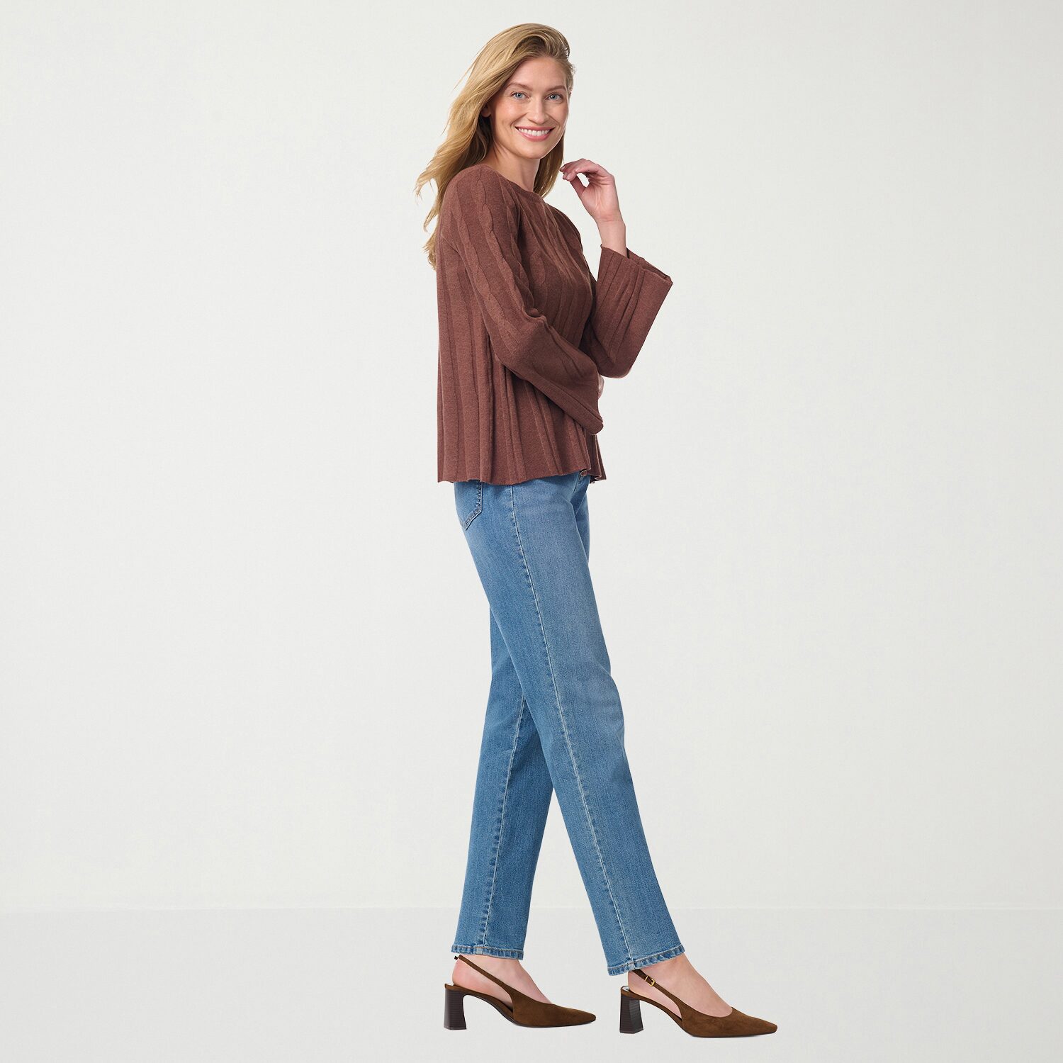 Gloria Vanderbilt Womens Boat Neck Long Sleeve Pullover Sweater