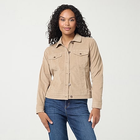 Anna-Kaci Women's Open-Front Ruffle-Trim Chambray Cardigan