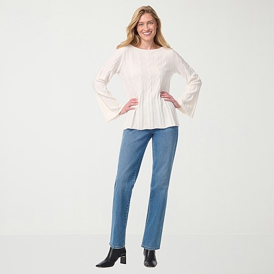 Gloria Vanderbilt Womens Boat Neck Long Sleeve Pullover Sweater