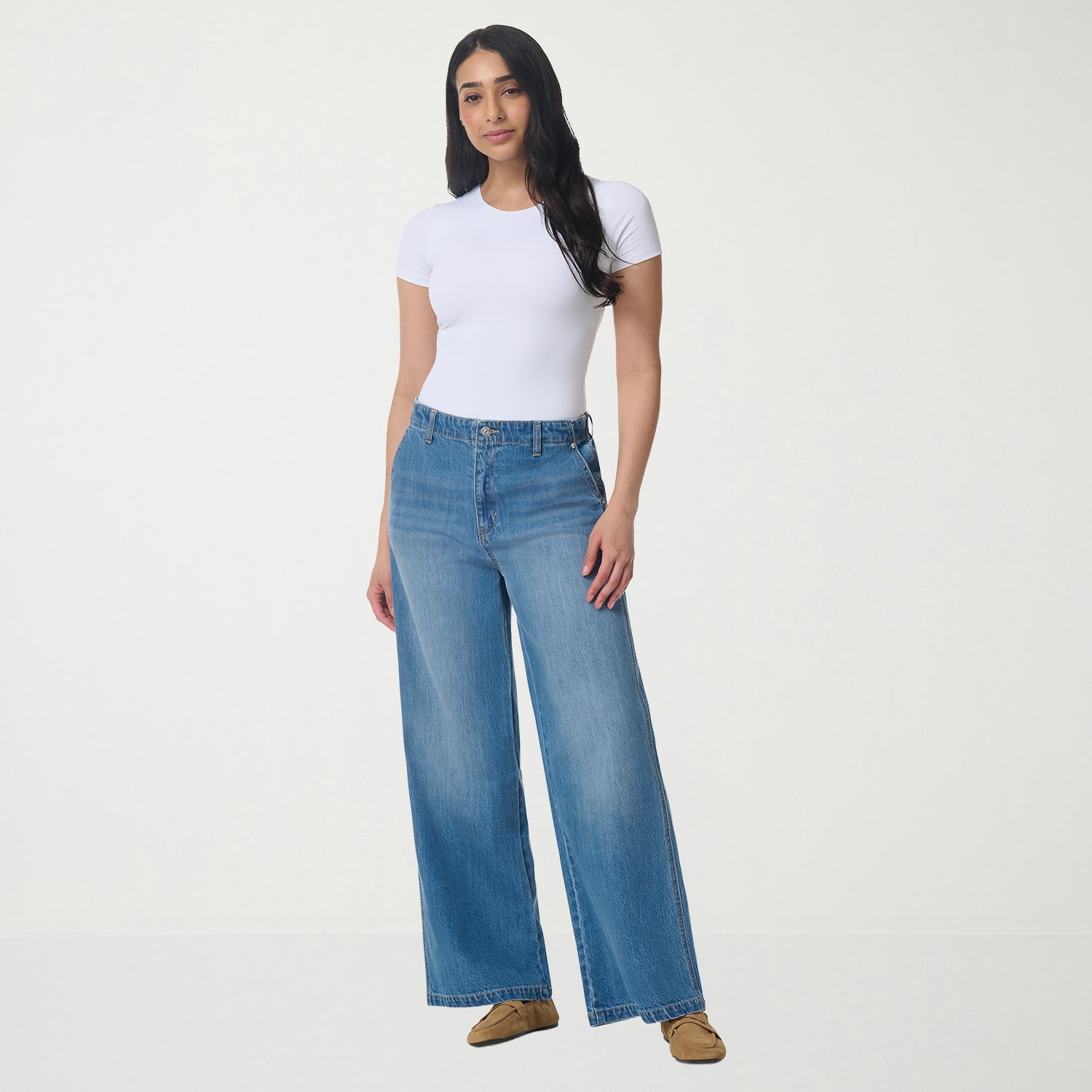 Gloria Vanderbilt Womens High Rise Wide Leg Jean