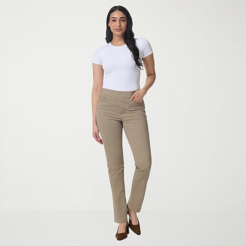 Gloria Vanderbilt Amanda Womens High Rise Stretch Fabric Slim Fit Jean In Beige