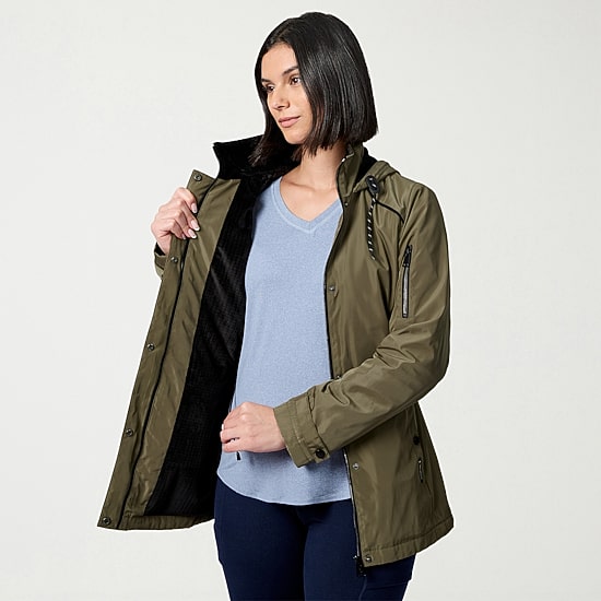 Free Country Womens Water Resistant Midweight Raincoat