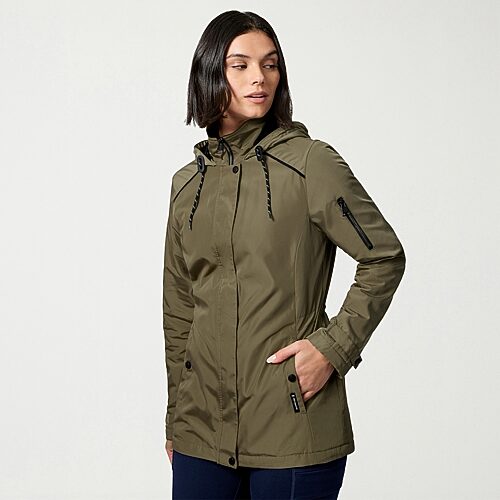 Free Country Womens Water Resistant Midweight Raincoat In Green