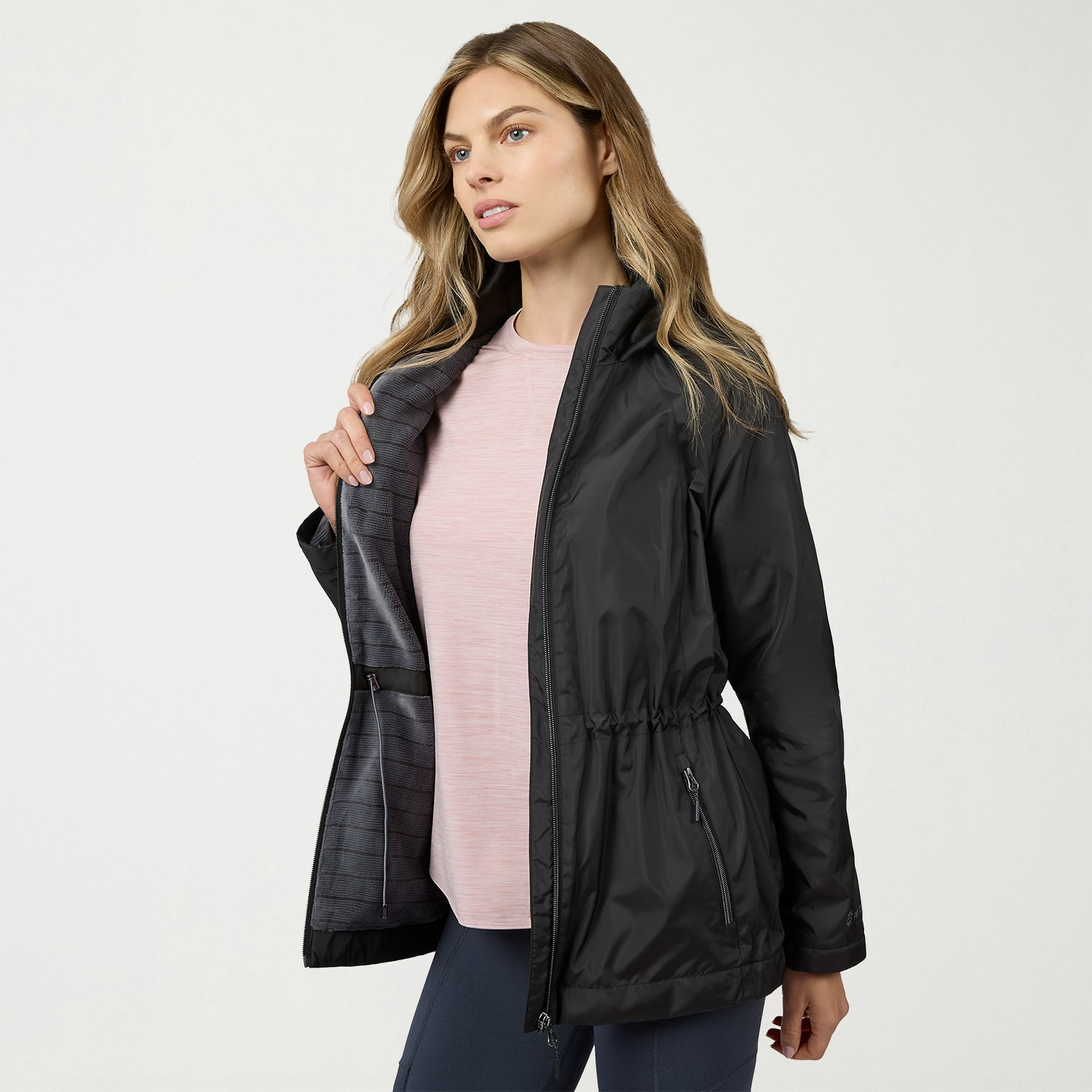 Free Country Womens Water Resistant Fleece Lined Lightweight Windbreaker