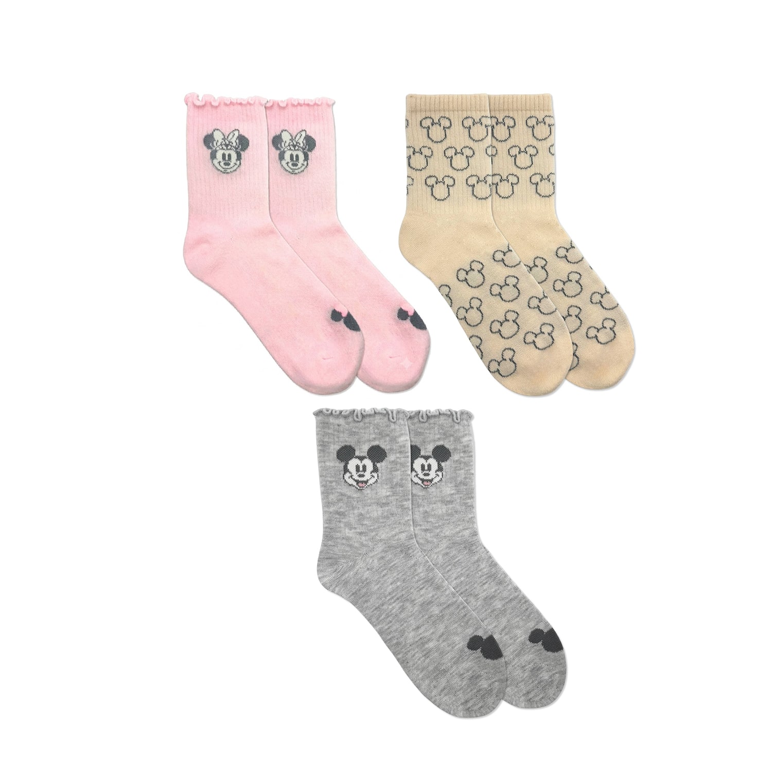 Womens Multi-Pack 3 Pair Mickey Mouse Quarter Ankle Socks