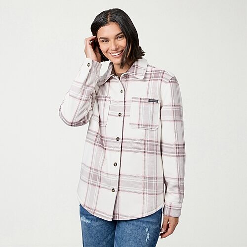 Free Country Womens Fleece Lightweight Shirt Jacket In Red