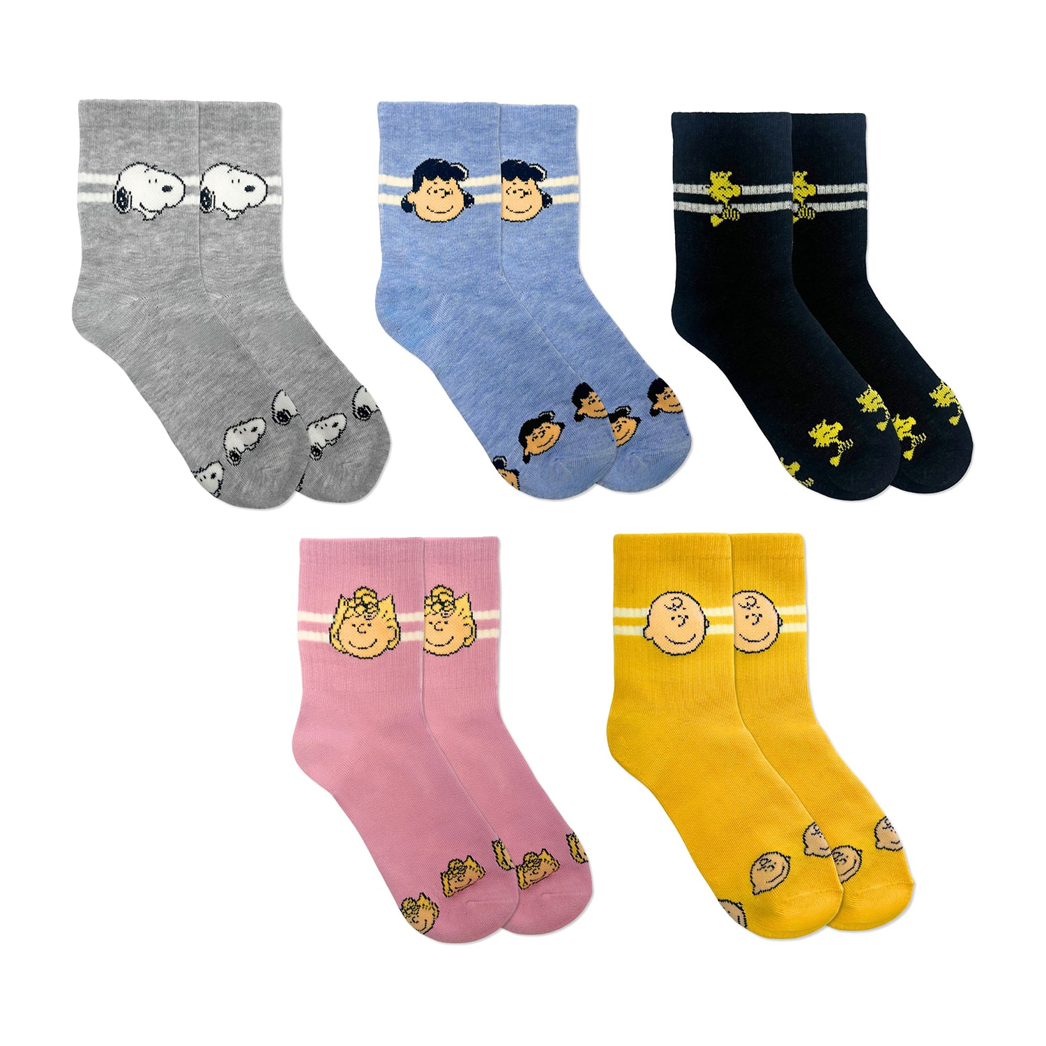 Womens Multi-Pack 5 Pair Peanuts Quarter Ankle Socks