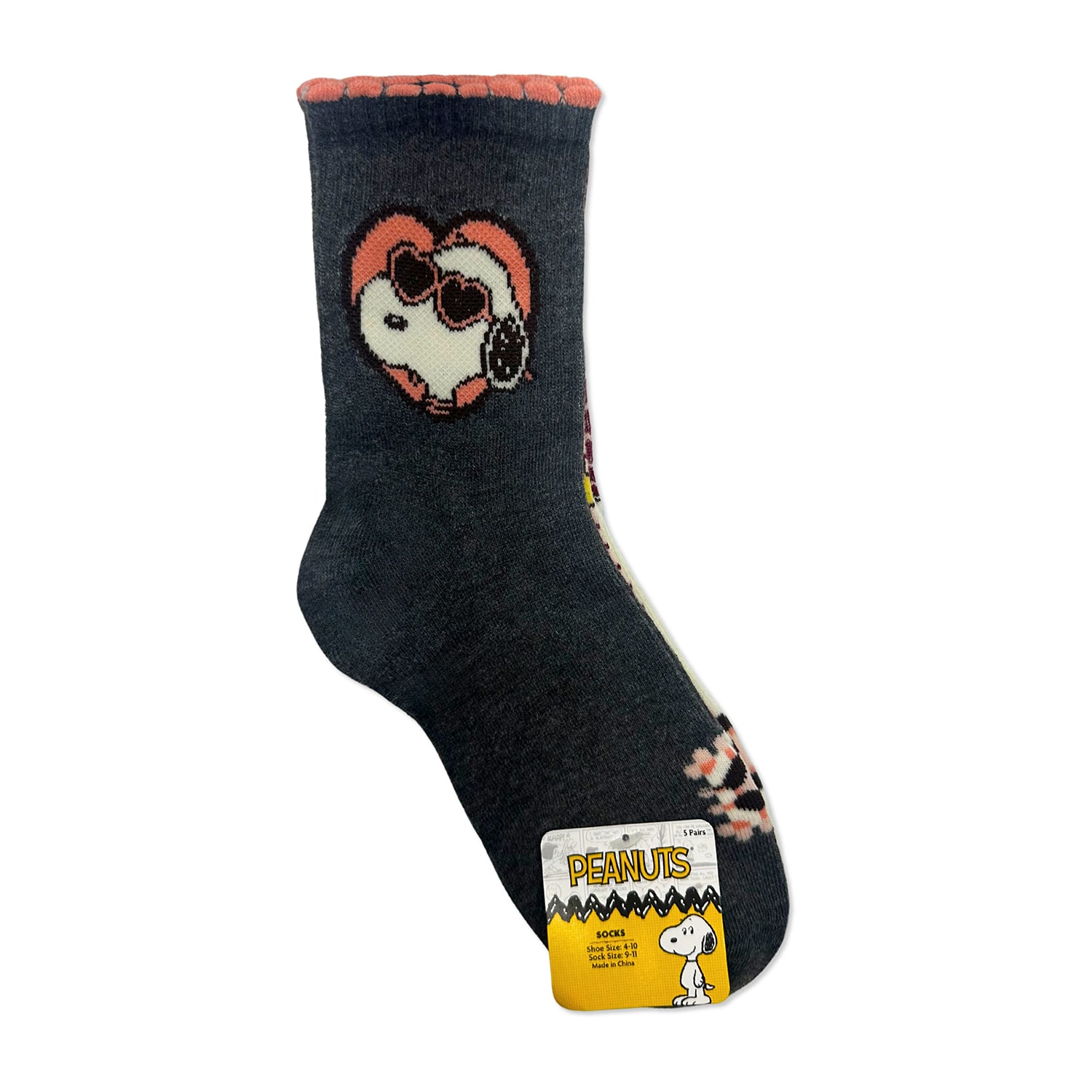Womens Multi-Pack 5 Pair Peanuts Quarter Ankle Socks