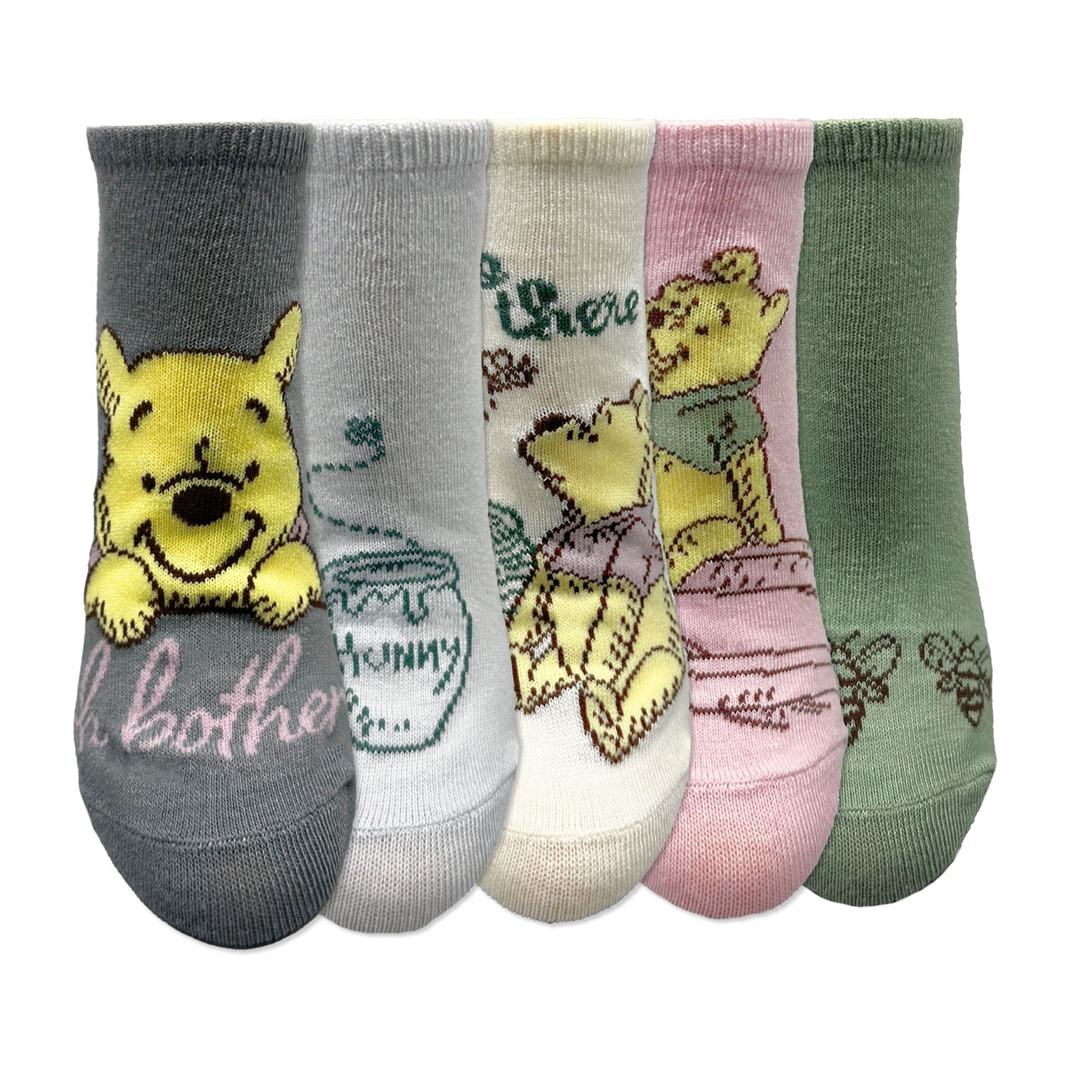 Womens Multi-Pack 5 Pair Winnie The Pooh No Show Socks