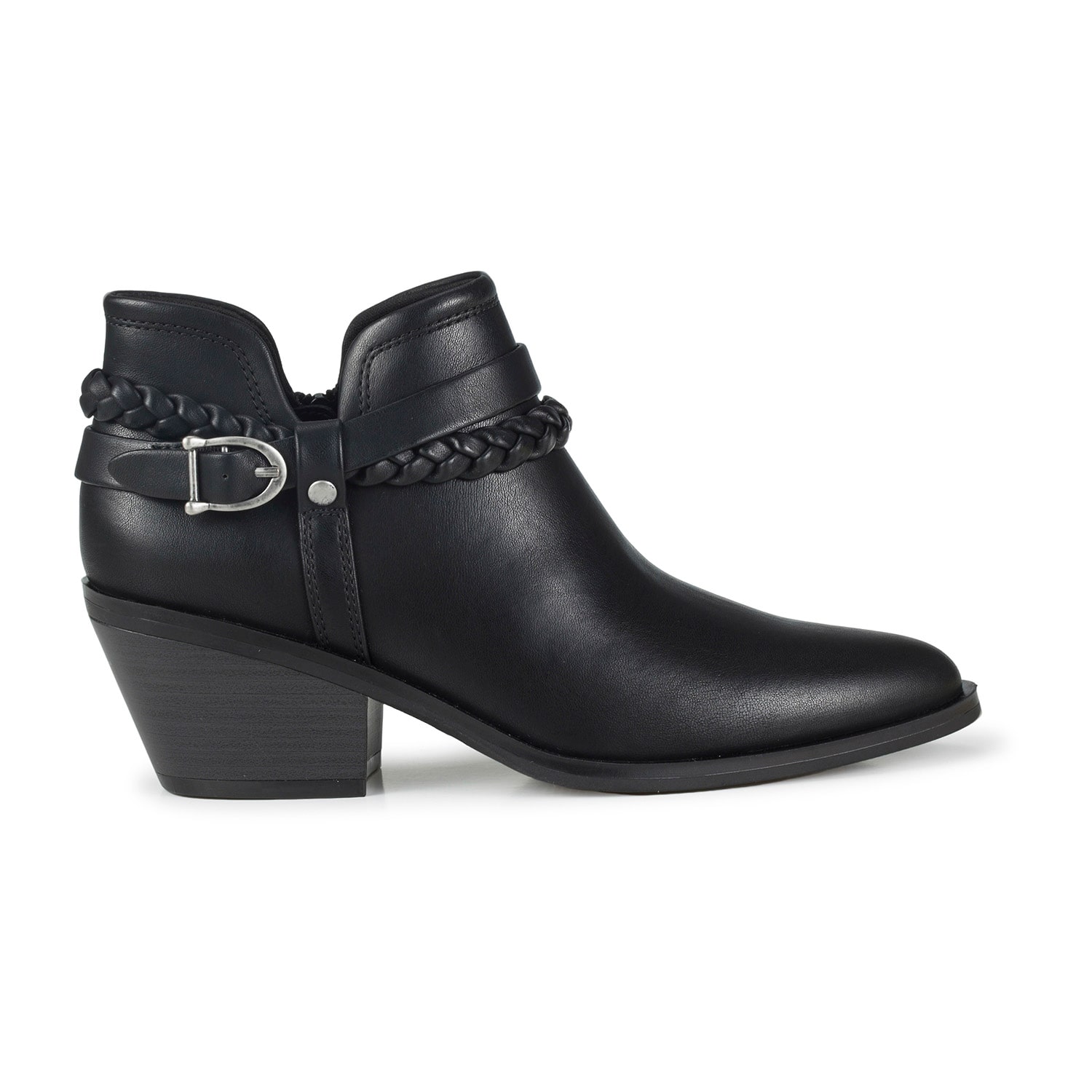 Baretraps Womens Daisie Buckle Bootie Stacked Heel Booties