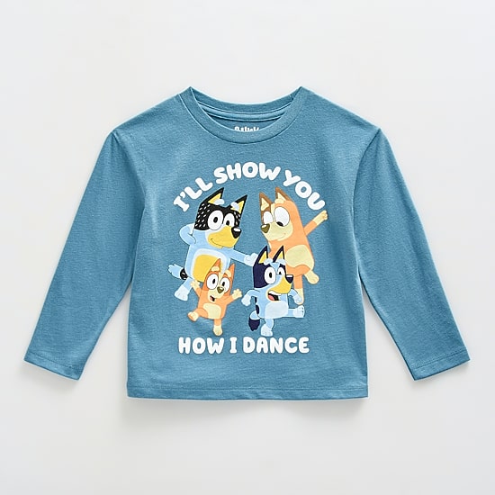 Toddler Boys Crew Neck Long Sleeve Regular Fit Bluey Graphic T-Shirt