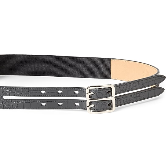 JS Jessica Simpson 2.25" Faux Double Belt Womens Belt