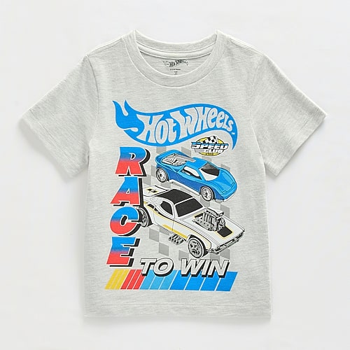 His International Babies' Toddler Boys Crew Neck Short Sleeve Regular Fit Hot Wheels Graphic T-shirt In Gray