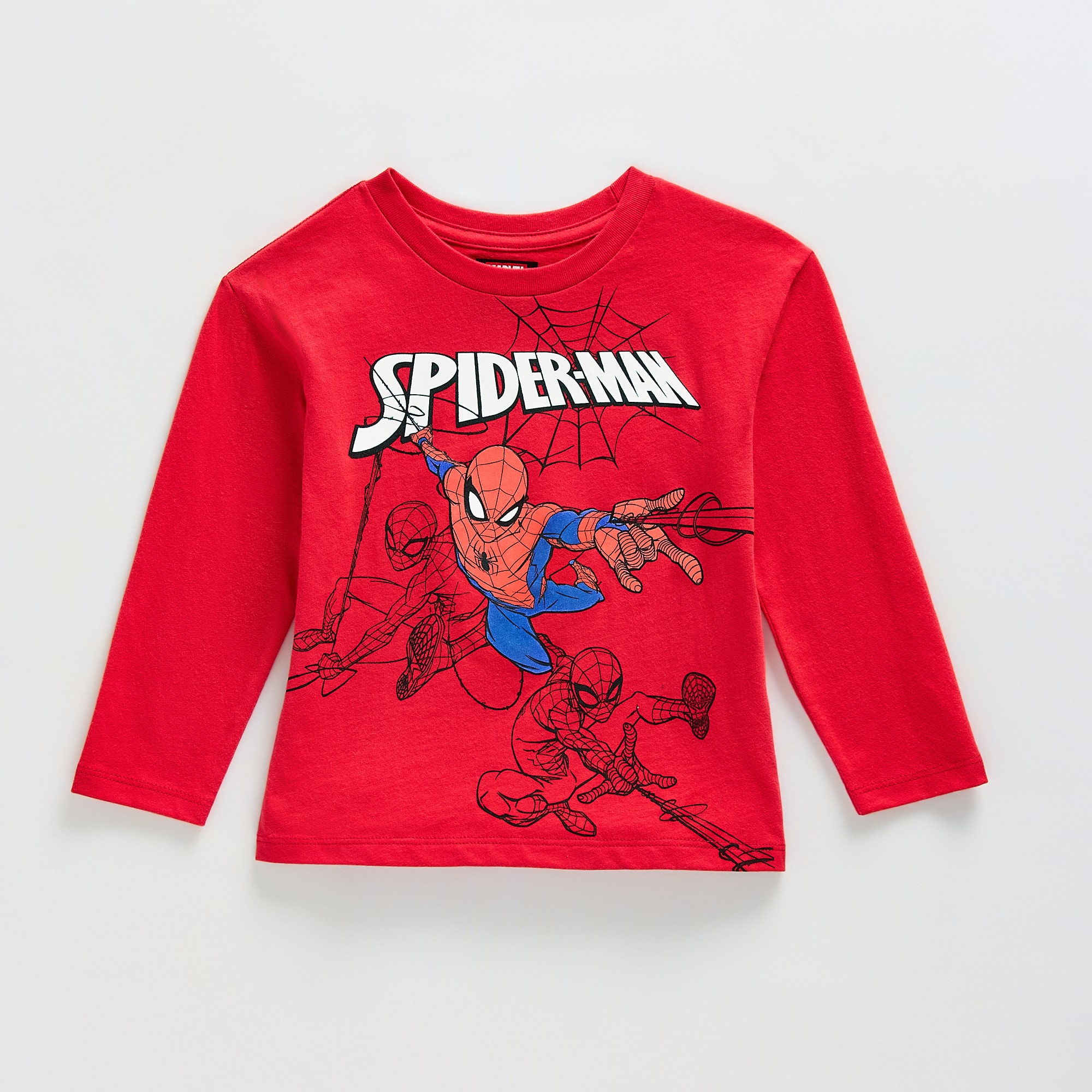 Toddler Boys Crew Neck Long Sleeve Regular Fit Spiderman Graphic T-Shirt