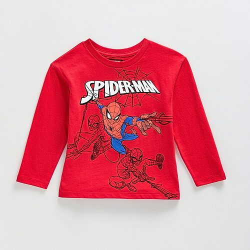 His International Babies' Toddler Boys Crew Neck Long Sleeve Regular Fit Spiderman Graphic T-shirt In Gray