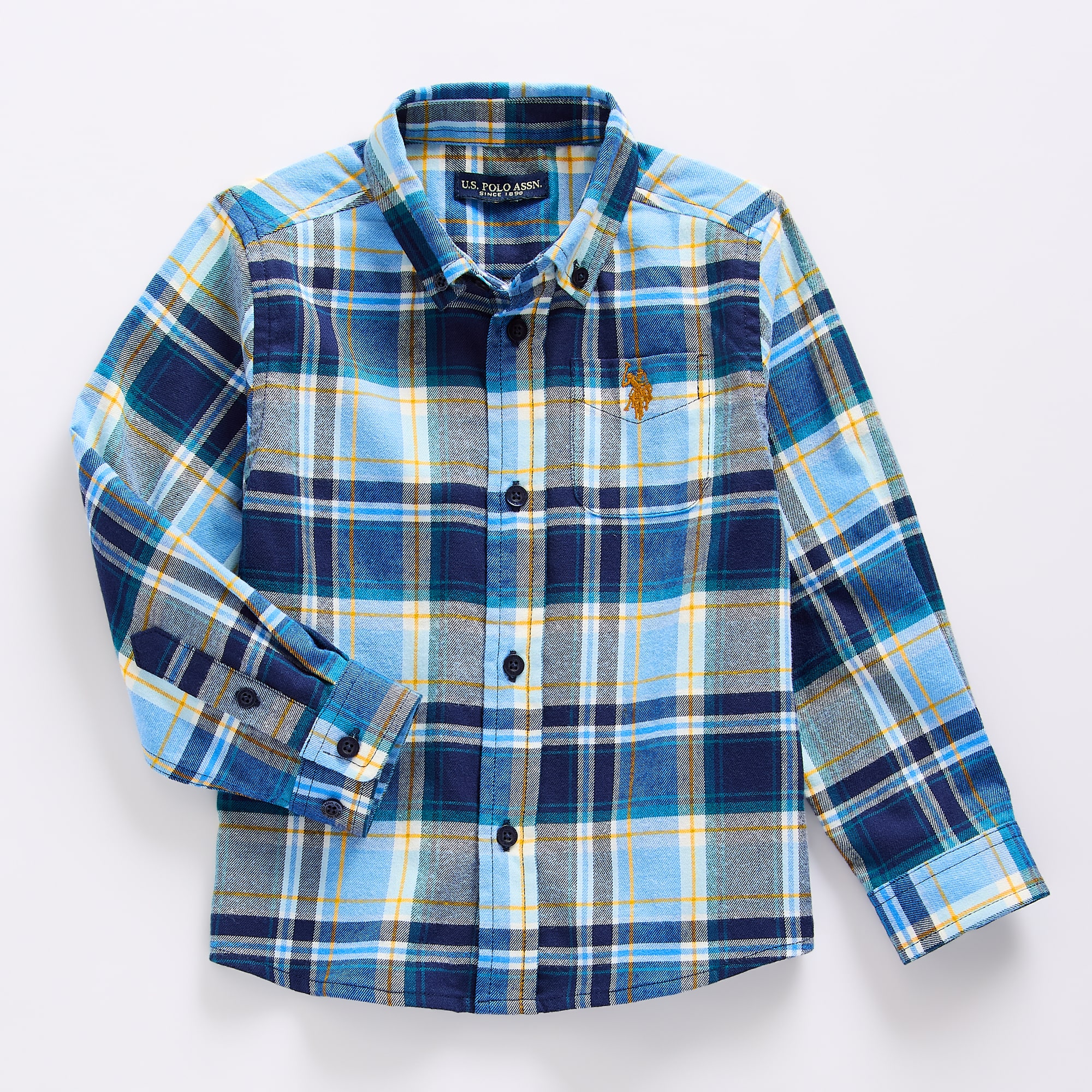 U.S. Polo Assn. Toddler Boys Long Sleeve Cuffed Regular Fit Button-Down Shirt