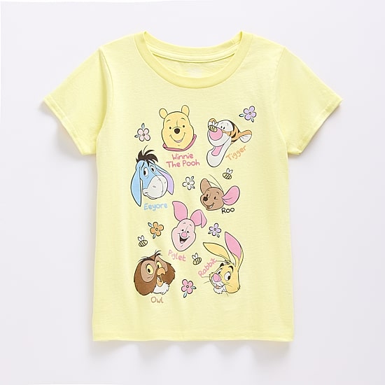 Disney Collection Girls Crew Neck Short Sleeve Regular Fit Winnie The Pooh Graphic T-Shirt