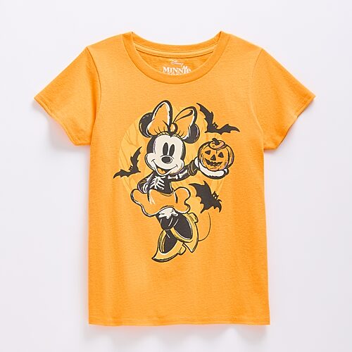 Disney Kids' Collection Girls Crew Neck Short Sleeve Regular Fit Minnie Mouse Graphic T-shirt In Orange