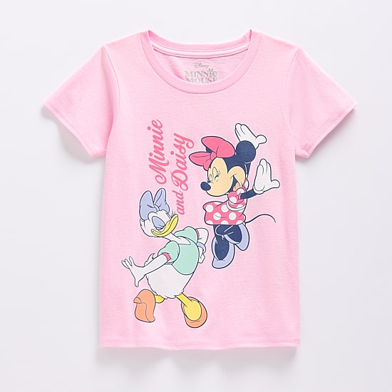 Disney Collection Girls Crew Neck Short Sleeve Regular Fit Minnie Mouse Graphic T-Shirt