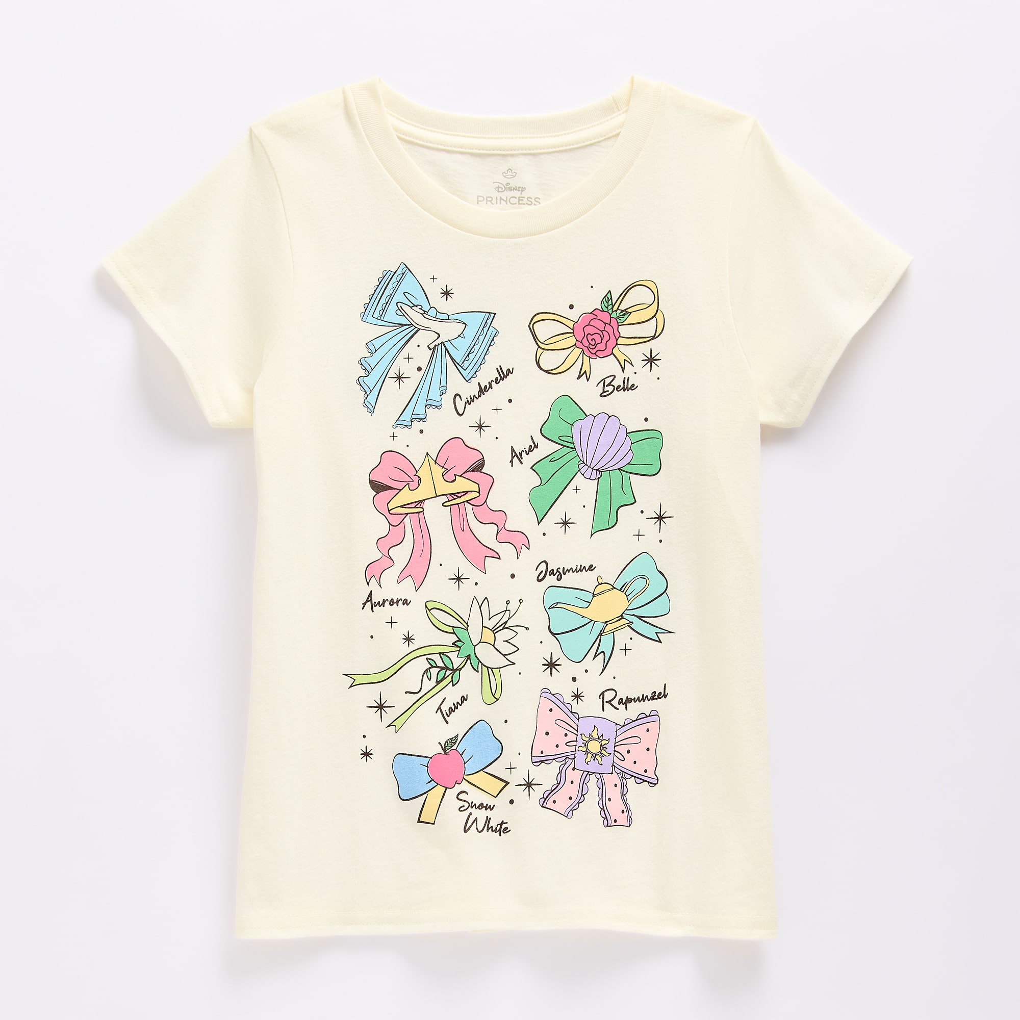 Disney Collection Girls Crew Neck Short Sleeve Regular Fit Princess Graphic T-Shirt
