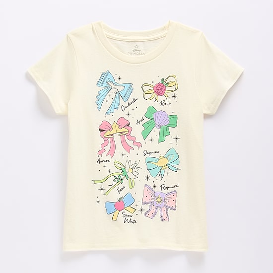Disney Collection Girls Crew Neck Short Sleeve Regular Fit Princess Graphic T-Shirt