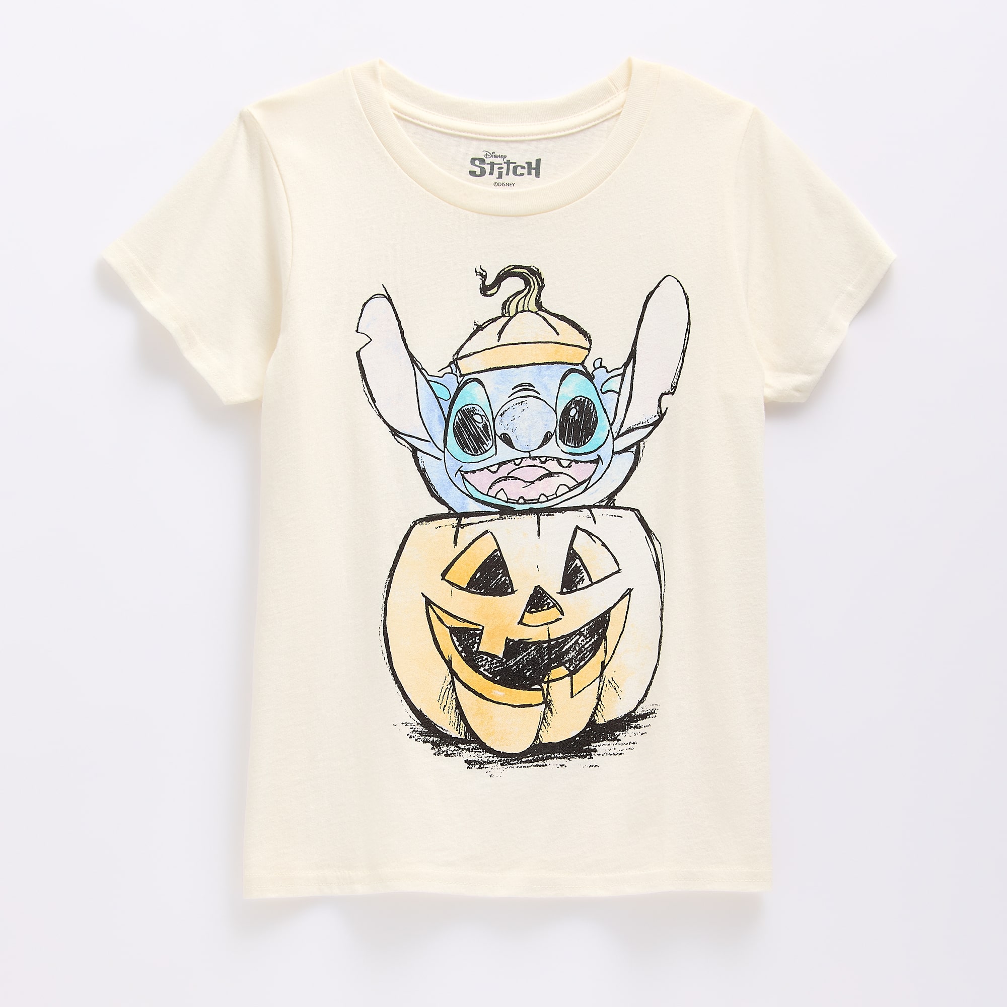 Disney Collection Girls Crew Neck Short Sleeve Regular Fit Lilo & Stitch Graphic T-Shirt