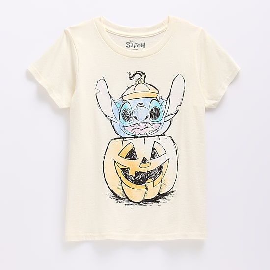 Disney Collection Girls Crew Neck Short Sleeve Regular Fit Lilo & Stitch Graphic T-Shirt