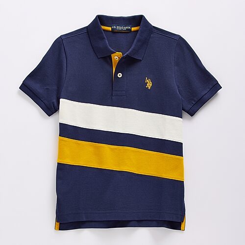 U.s. Polo Assn Little & Big Kid Boys Short Sleeve Regular Fit Embroidered Polo Shirt In Blue