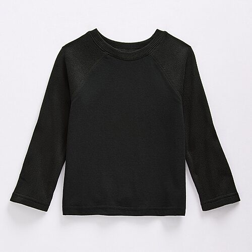 Okie Dokie Toddler & Little Boys Round Neck Long Sleeve T-Shirt, 12 Months, Black
