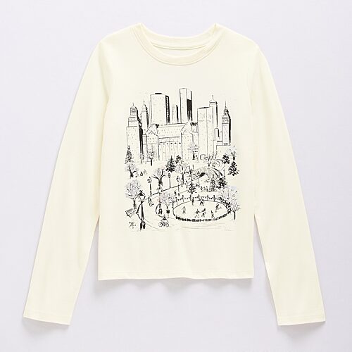 Thereabouts Little & Big Kid Girls Crew Neck Long Sleeve Classic Fit Graphic T-Shirt, Large (14.5/16.5) Plus, White