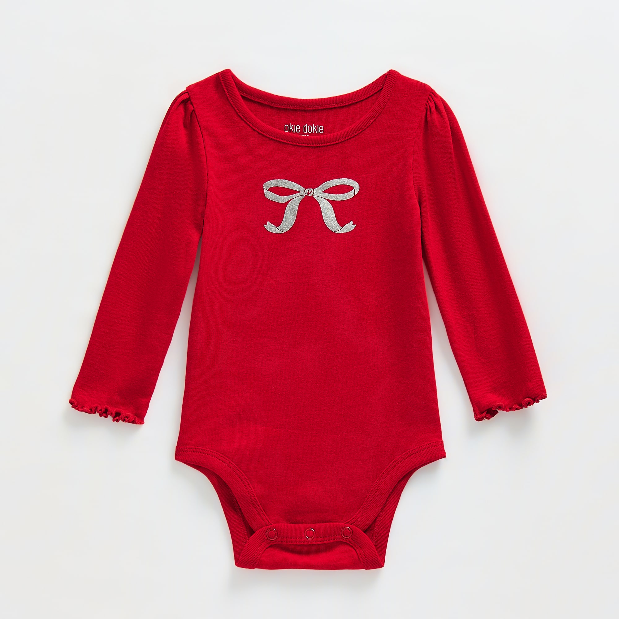 Okie Dokie Baby Girls Crew Neck Long Sleeve Rib Bodysuit