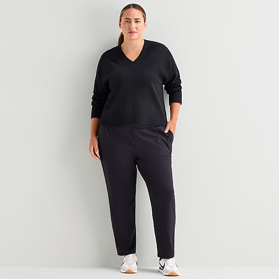Stylus Plus Womens V Neck Long Sleeve Pullover Sweater