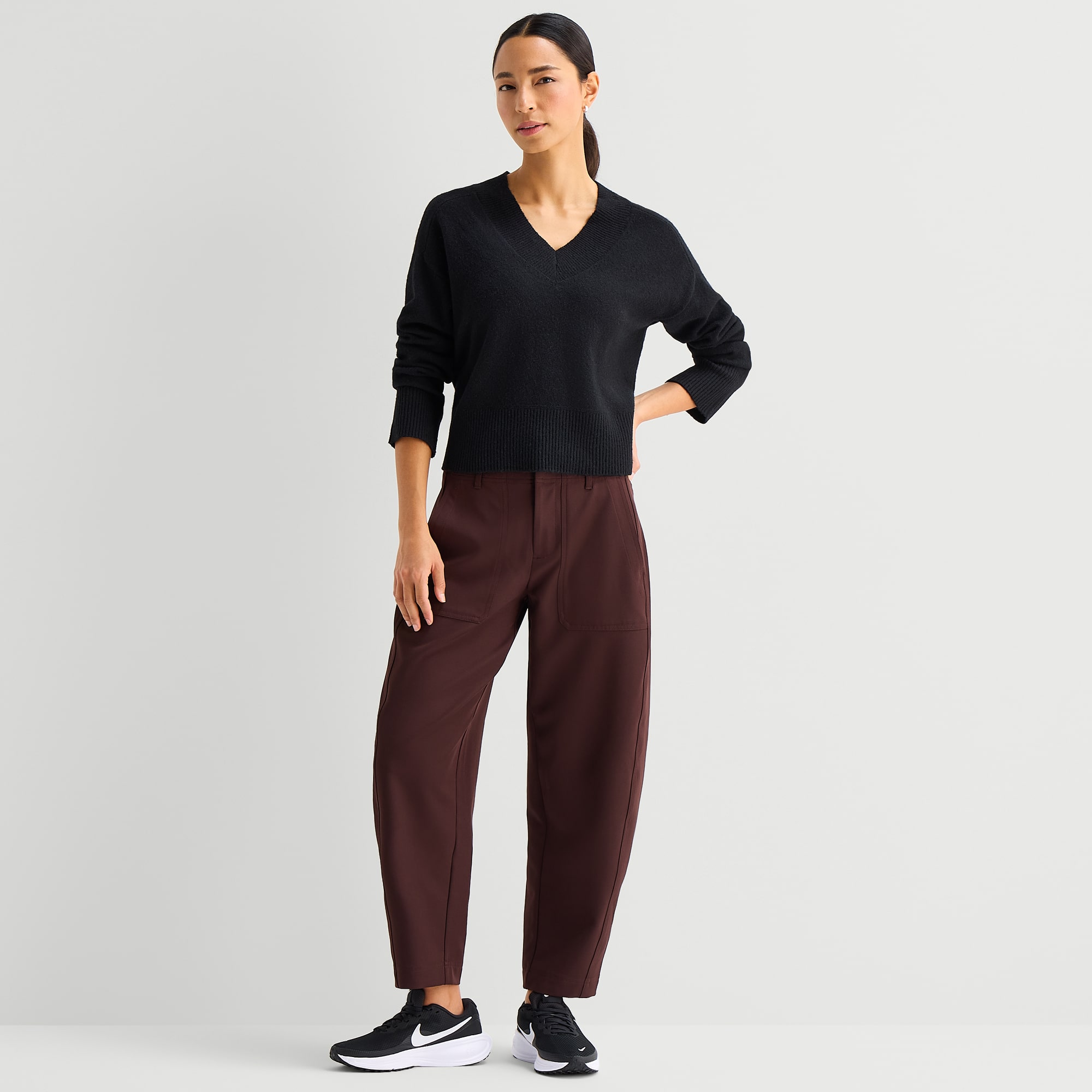 Stylus Womens V Neck Long Sleeve Pullover Sweater