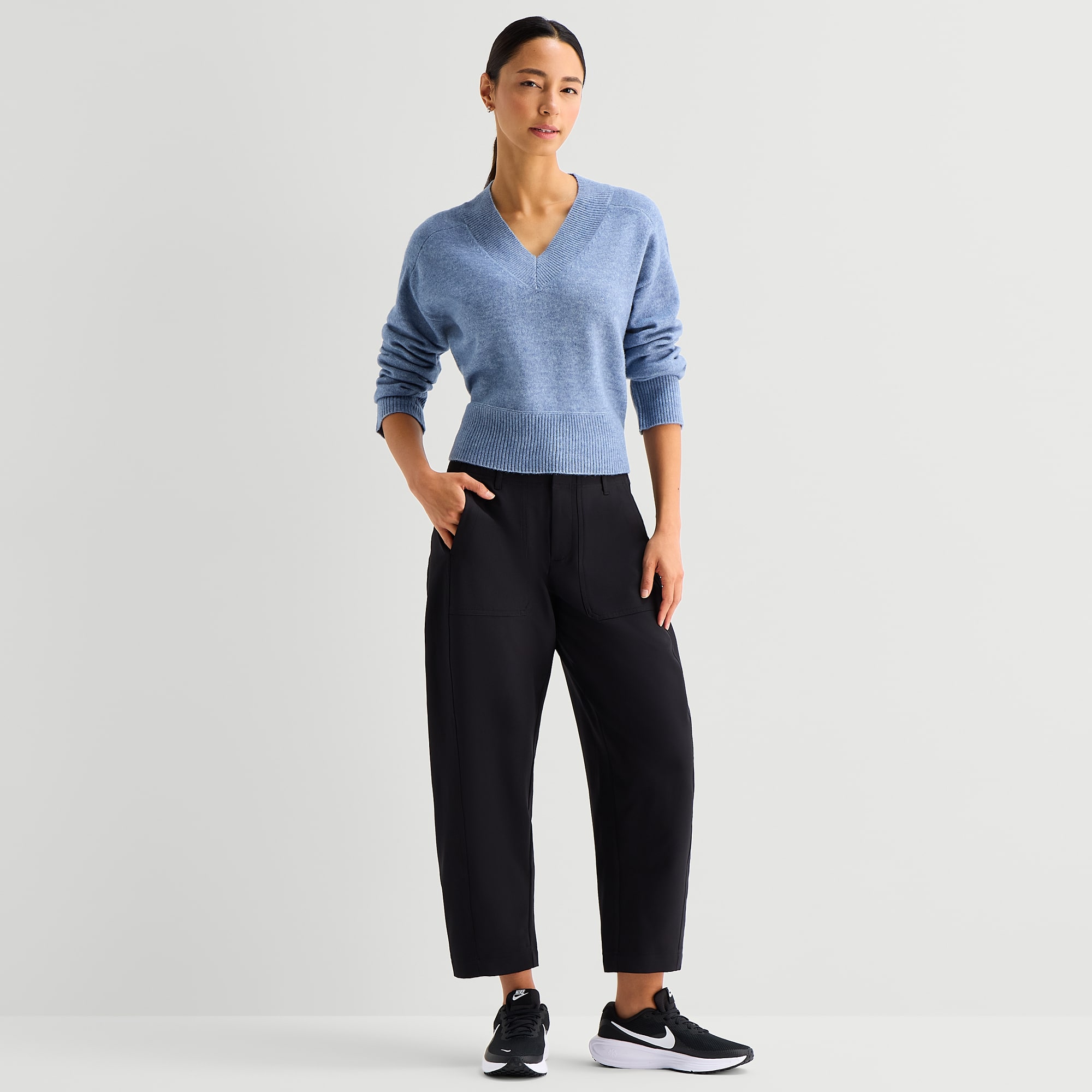 Stylus Womens Wide Leg High Rise Cropped Pant