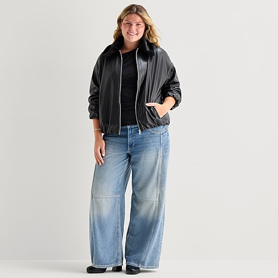 Forever 21 Faux Leather Womens Juniors Plus Midweight Work Jacket