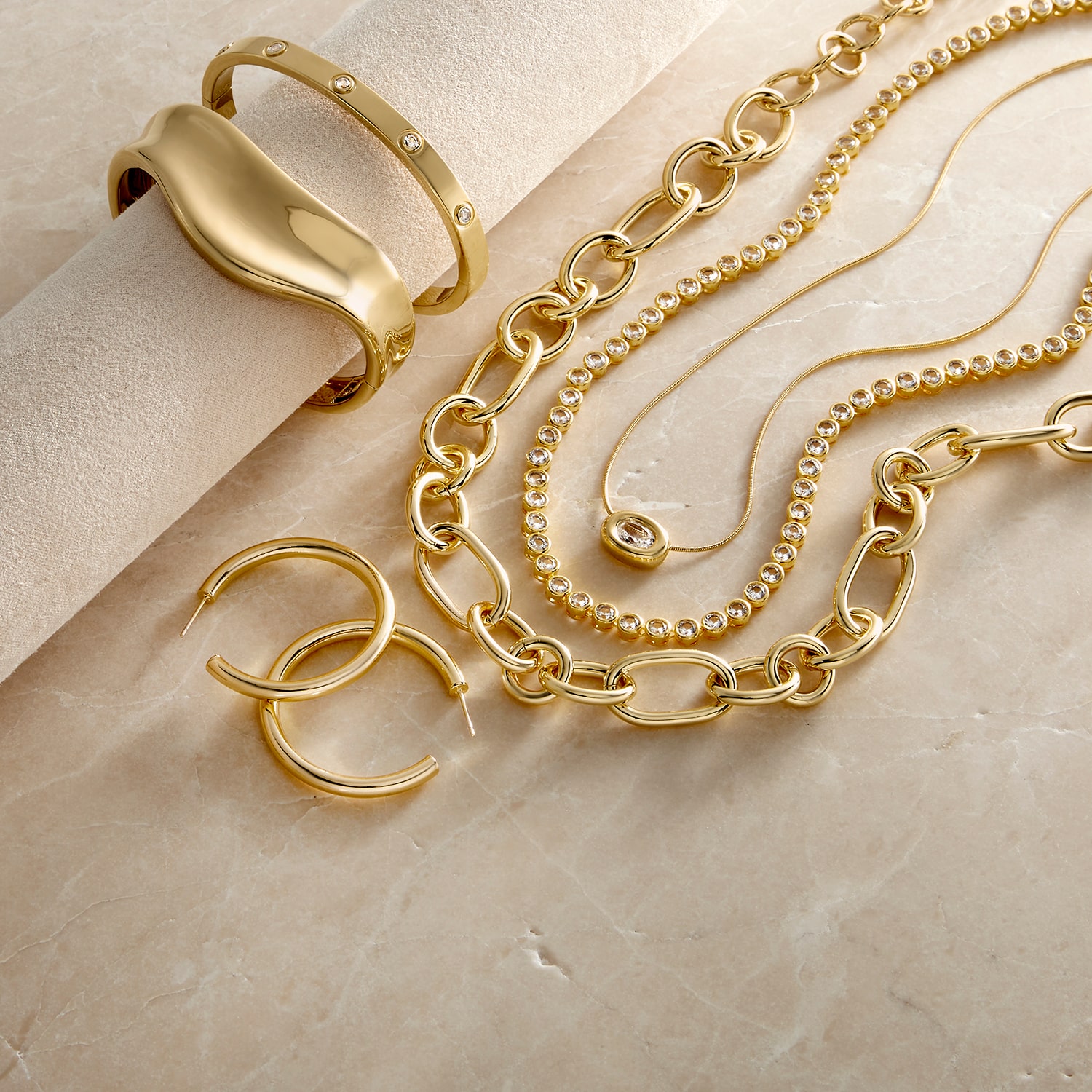 Bold Addiction Womens White Sapphire 14K Gold Over Brass 17 Inch Tennis Necklace