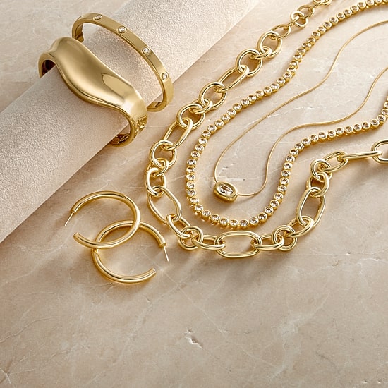 Bold Addiction Womens White Sapphire 14K Gold Over Brass 17 Inch Tennis Necklace