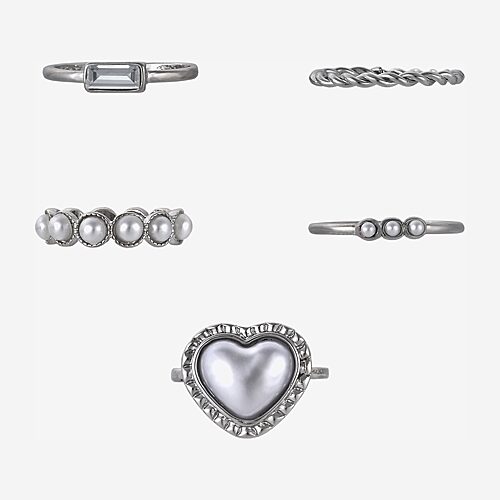 Arizona Womens Heart Ring Set In Silver