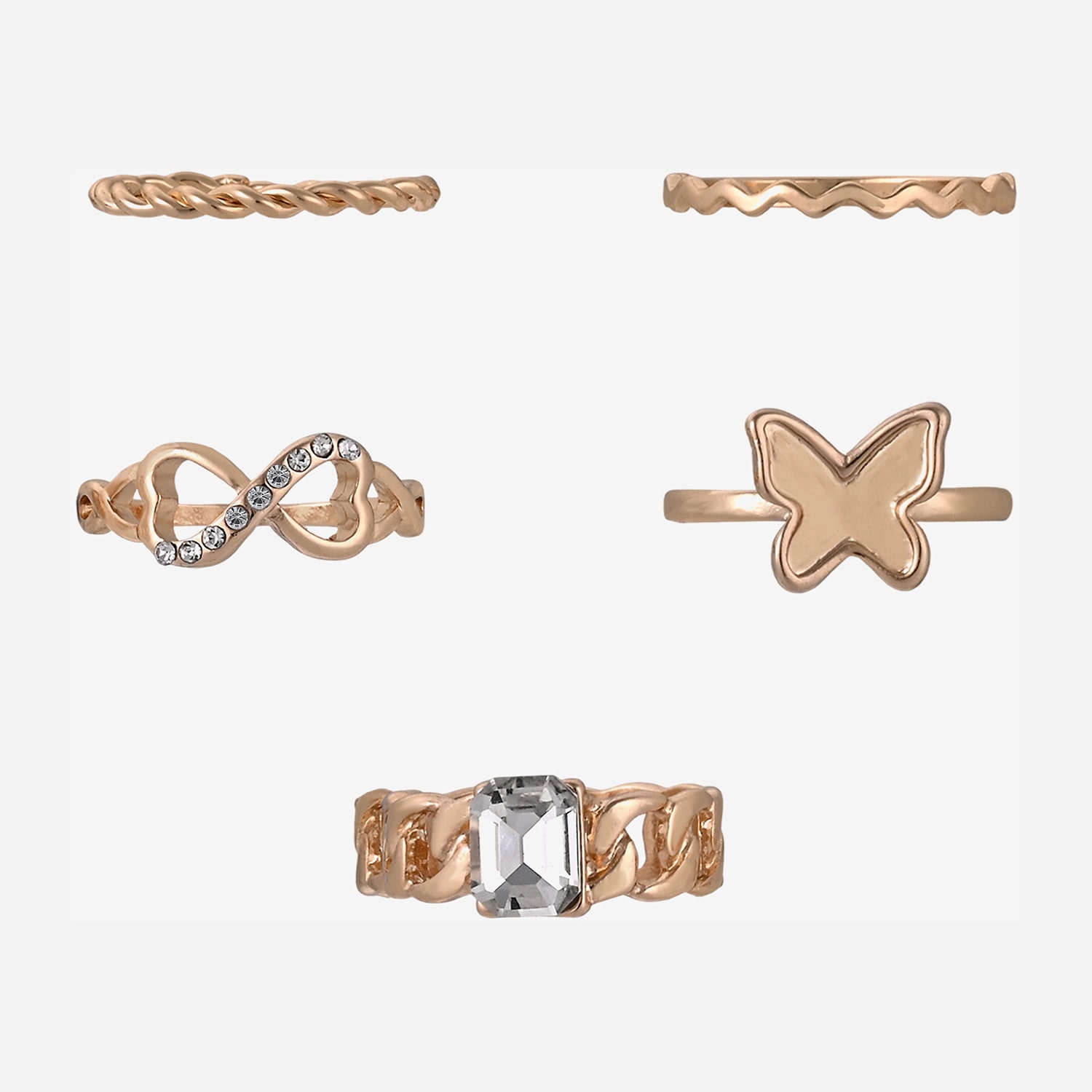Arizona Womens Bow Butterfly Ring Set