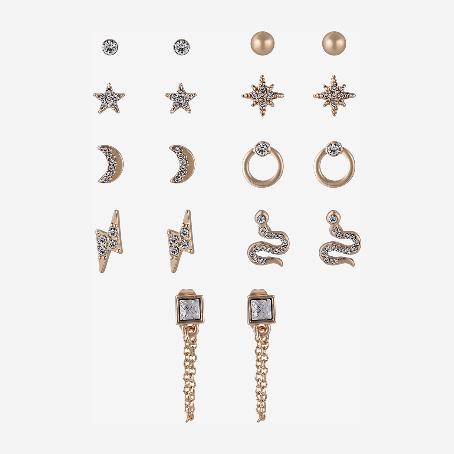 Arizona Womens Glass Star 9 Pair Earring Set