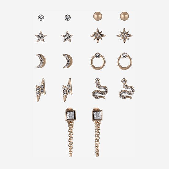 Arizona Womens Glass Star 9 Pair Earring Set