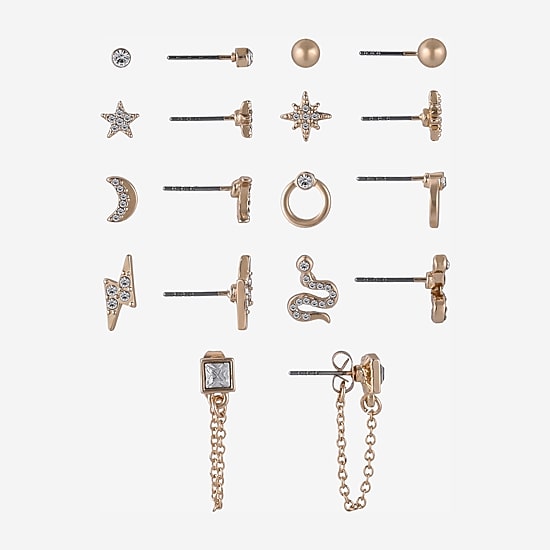 Arizona Womens Glass Star 9 Pair Earring Set